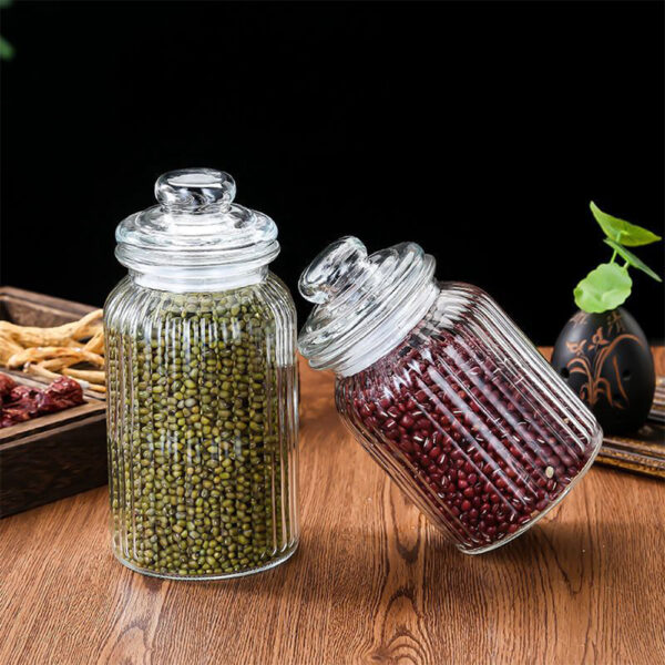 Vertical Pattern Glass Storage Jar - Image 3