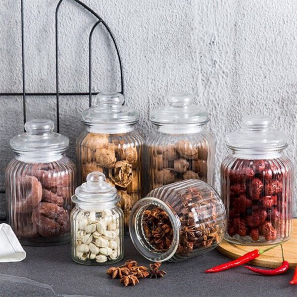 Vertical Pattern Glass Storage Jar - Image 2