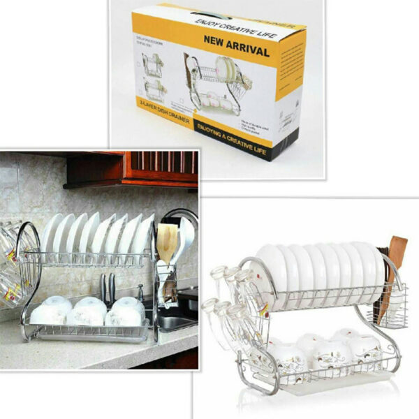 2 Layer 42cm Dish Rack - Image 2