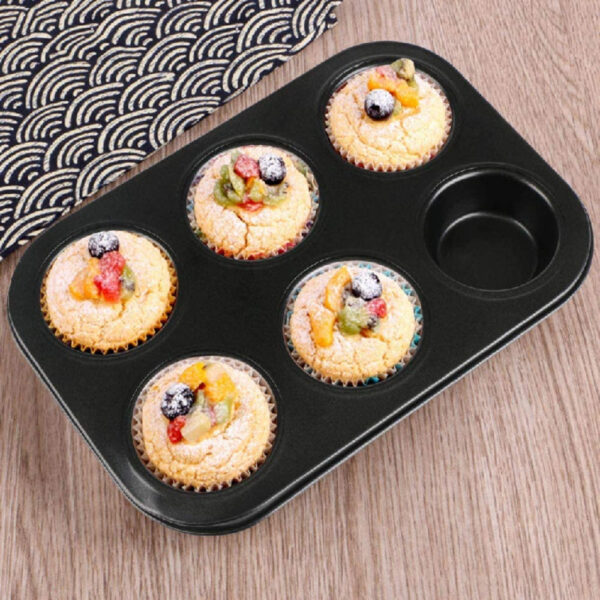 6 Hole Muffing Tray - Black - Image 3