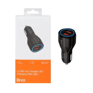 Biva 2 USB Car Charger with Light - CC06Q