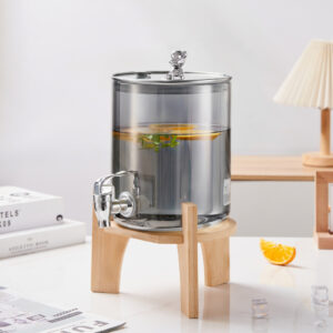 Glass Beverage Juice Bucket 2.6L - Silver