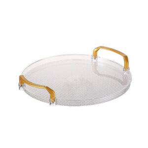 Round Tray with Gold Handle
