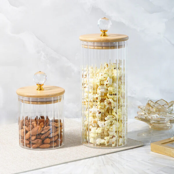200ml Striped Storage Jar with Diamond Bead - Image 2