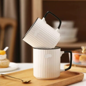 Off White Mug with Black Handle