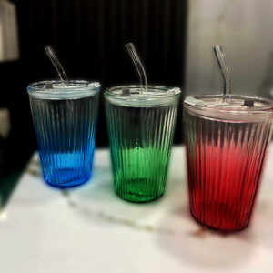 480ml Colorful Straw Glass Cup