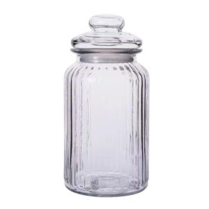 Vertical Pattern Glass Storage Jar