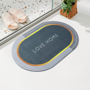 Waterproof Floor Mat Oval - Gold Line