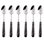 6pcs Black Marble Handle Tea Spoon