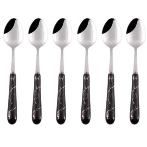 6pcs Black Marble Handle Tea Spoon