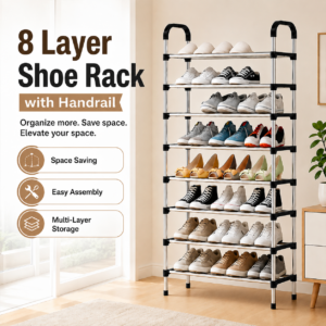 8-Layer Shoe Rack with Handrail