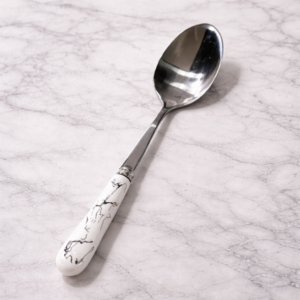 6pcs White Marble Handle Tea Spoon