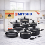 Mitshu 10pcs Marble Non-Stick Cookware Set