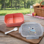 2 Compartment Oval Lunch Box with Spoon