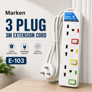 Marken E-103 3 Plug 3M Extension Cord